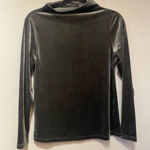 Silver Velvet Long Sleeve Top
